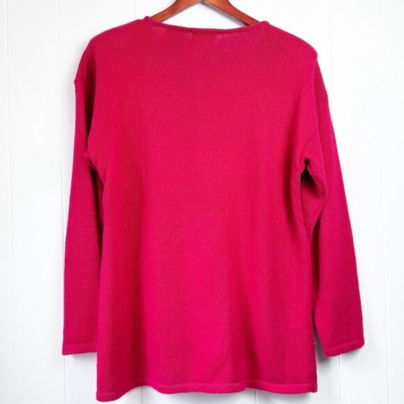 Vintage Christmas Red Cotton Beaded Appliqué Pullover Sweater Women’s Size M/L - Picture 6 of 13